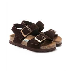 NEW SCOTT DAVID boy's lil jack suede buckle sandals in mocha suede
